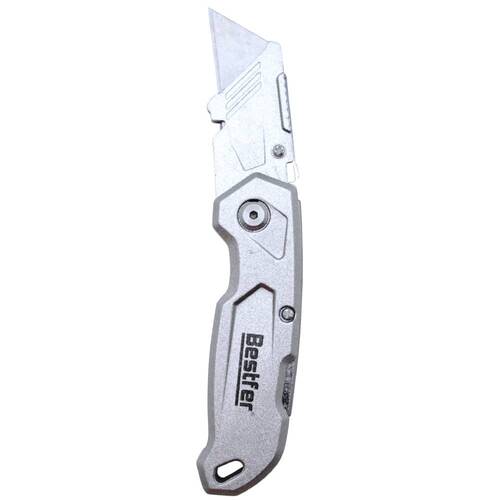 Estilete trapezoidal dobr�vel em alum�nio com 5 l�minas extras - BFH3044