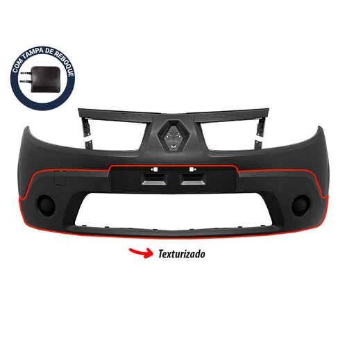 Para-choque Sandero 2008 a 2011 dianteiro preto liso sem farol - 4103