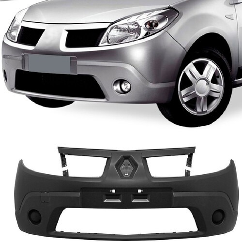 Para-choque Sandero 2008 a 2011 dianteiro preto liso sem farol - 4103