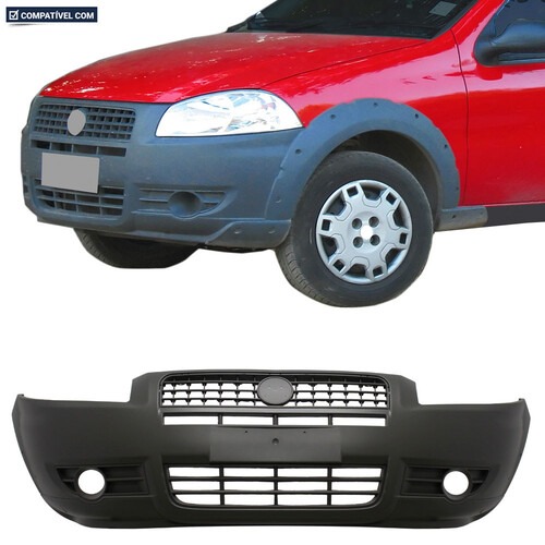 Para-choque Strada Working 2012 a 2013 dianteiro cinza texturizado com furo lateral - 3444