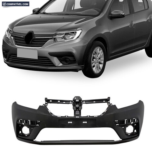 Para-choque Sandero Logan 2019 a 2022 dianteiro preto com e sem farol - 4148