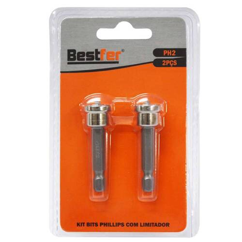Jogo de bits phillips com limitador ph2 x 50 mm encaixe 1/4