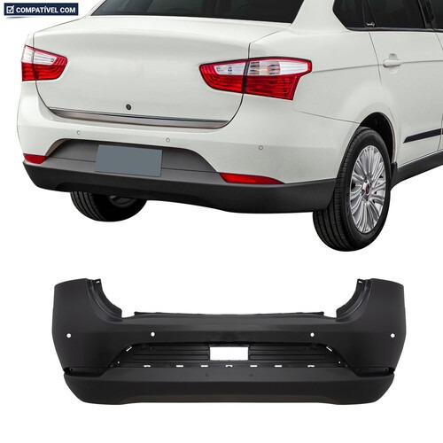 Para-choque Grand Siena 2012 a 2021 traseiro preto com furo para sensor - 3388