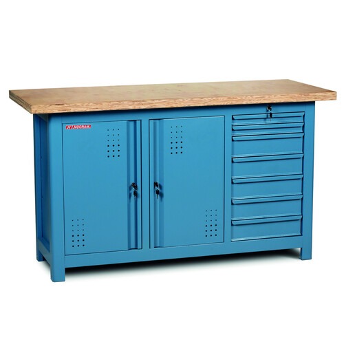 Bancada fechada com 7 gavetas e 3 portas tampo em pinus - NB-20