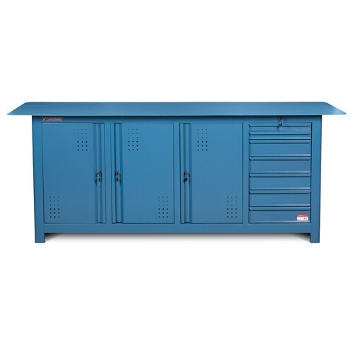 Bancada fechada com 7 gavetas e 3 portas tampo em a�o - NB-23