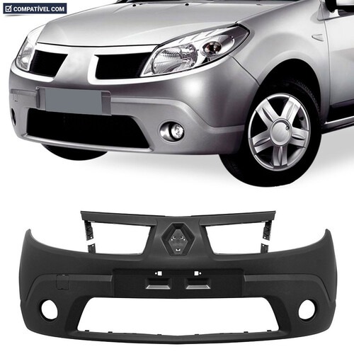 Para-choque Sandero 2008 a 2011 dianteiro preto com farol - 4140