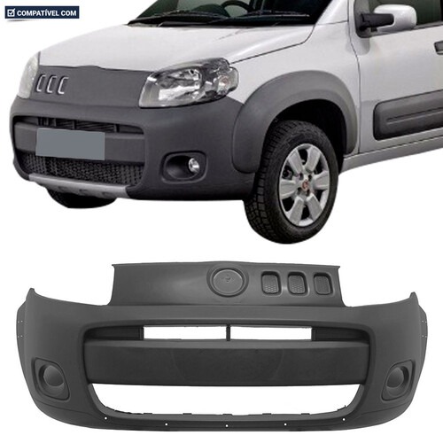 Para-choque Uno Way 2010 a 2014 Dianteiro cinza cobertura para farol - 3486K