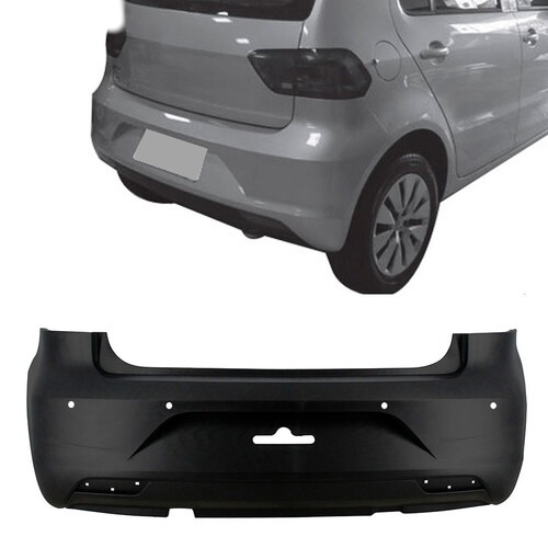 Para-choque Fox 2014 a 2022 traseiro preto liso parcial com furo - 6526-E