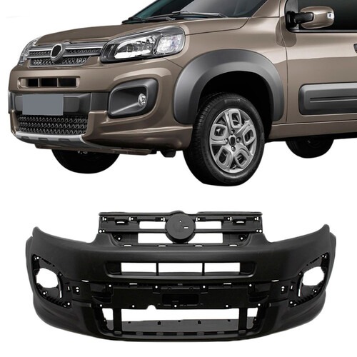 Para-choque Uno Way 2016 a 2022 dianteiro preto liso com e sem furo para farol - 3576