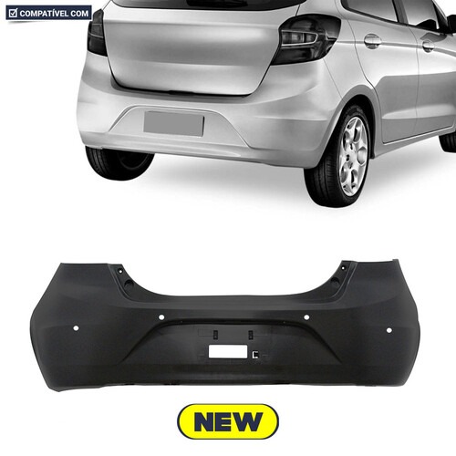 Para-choque KA Hatch 2014 a 2018 traseiro preto com furo para sensor - 2675-E