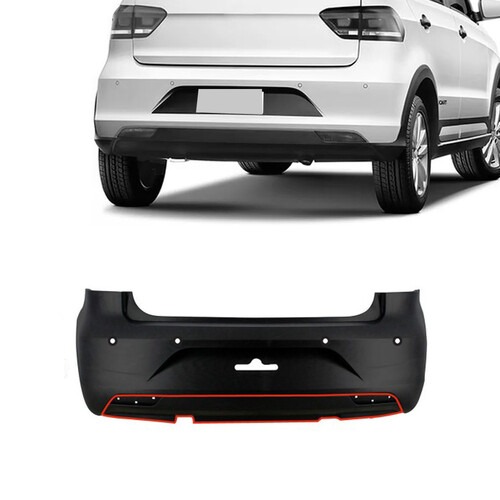 Para-choque Fox Highline 2015 a 2021 traseiro preto com furo - 6530-E