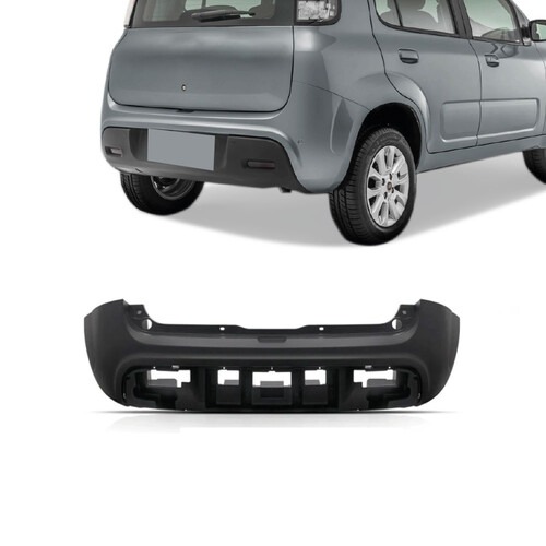 Para-choque Uno Vivace/ Attractive/ Evolution 2014 a 2021 traseiro preto - 3464