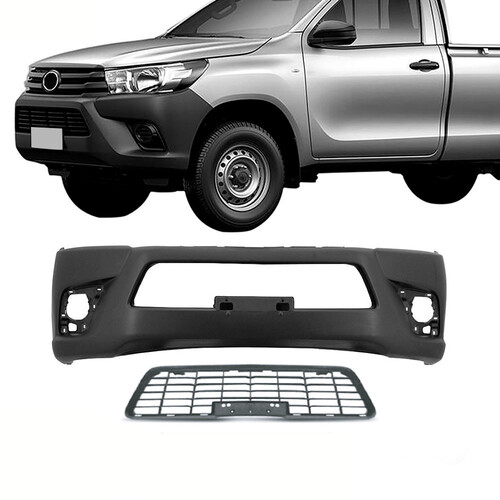 Para-choque Hilux 2015 a 2023 dianteiro preto com grade e cabine simples - 7028