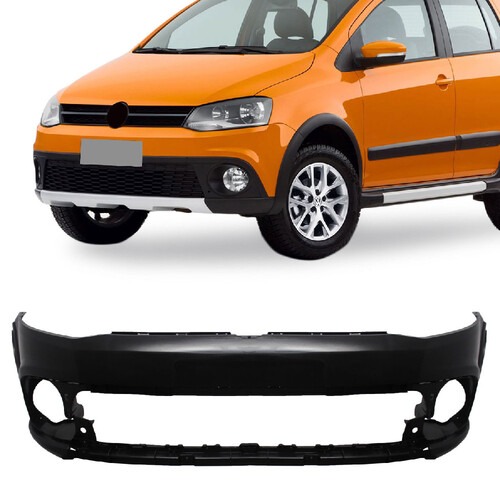 Para-choque Crossfox/Spacecross 2011 a 2014 dianteiro preto liso com e sem furo para farol - 6496