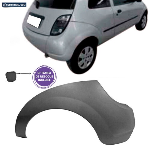Para-choque KA 2003 a 2007 traseiro esquerdo preto com tampa reboque - 2658