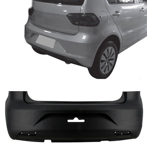 Para-choque Fox 2014 a 2022 traseiro preto liso parcial sem furo para sensor - 6471-E