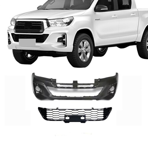 Para-choque Hilux 2018 a 2020 dianteiro preto liso com grade - 7034