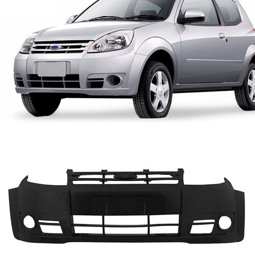 Para-choque KA 2008 a 2011 dianteiro preto liso com furo para farol - 2663