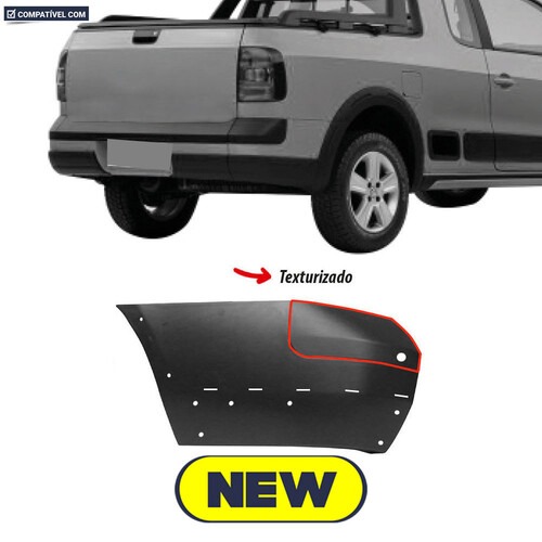 Para-choque Saveiro Cross G5/G6 2009 a 2016 traseiro esquerdo com furo e suporte para sensor - 6371