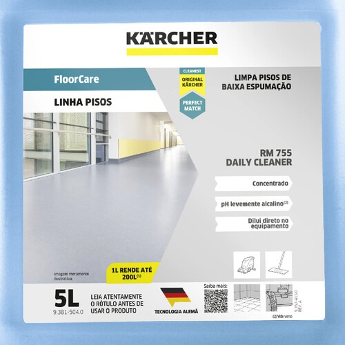 Detergente limpeza diária concentrado 5 Litros - FloorCare RM 755 Detergente limpeza diária concentrado 5 Litros - FloorCare RM 755