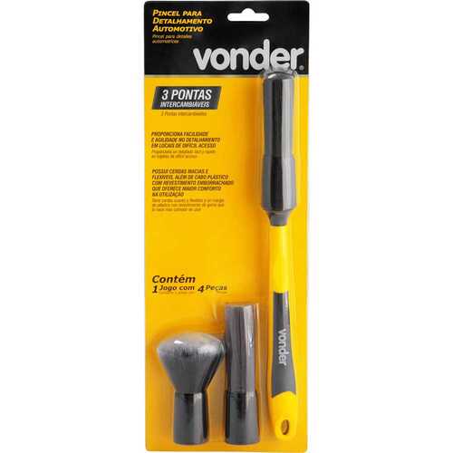 Pincel para detalhamento automotivo com 3 pontas intercambiáveis Pincel para detalhamento automotivo com 3 pontas intercambiáveis