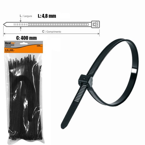 Abraçadeira de nylon 4,8 mm x 40 cm 100 peças - BFH1636 Abraçadeira de nylon 4,8 mm x 40 cm 100 peças - BFH1636