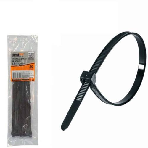 Abraçadeira de nylon 3,6 mm x 20 cm 20 peças - BFH2472 Abraçadeira de nylon 3,6 mm x 20 cm 20 peças - BFH2472