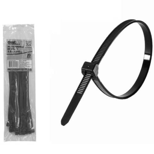 Abraçadeira de nylon 4,8 mm x 25 cm 20 peças - BFH2484 Abraçadeira de nylon 4,8 mm x 25 cm 20 peças - BFH2484