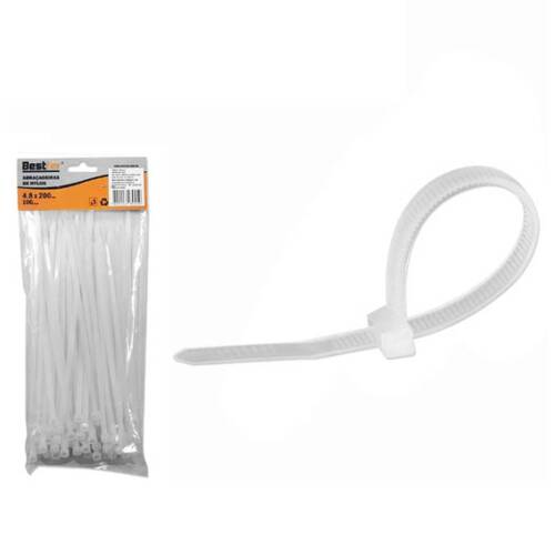 Abraçadeira de nylon 4,80 mm x 20 cm 100 peças - BFH0311 Abraçadeira de nylon 4,80 mm x 20 cm 100 peças - BFH0311