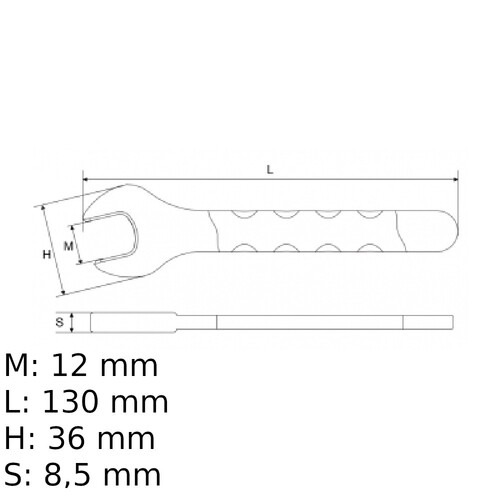 Chave fixa de uma boca isolada VDE 12 mm - BW52MQ12