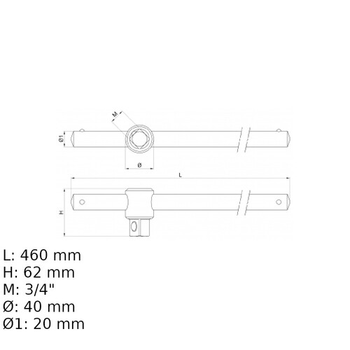 Cabo de for�a tipo T encaixe 3/4
