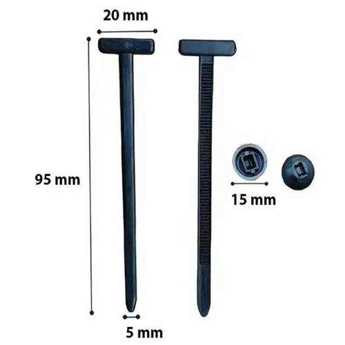 Abraçadeira de nylon cabeça redonda 15 mm x 9,5 cm 100 peças preta Abraçadeira de nylon cabeça redonda 15 mm x 9,5 cm 100 peças preta