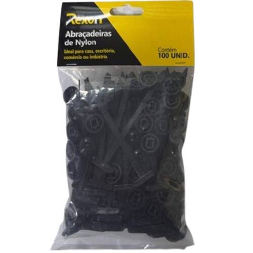 Abraçadeira de nylon cabeça redonda 15 mm x 9,5 cm 100 peças preta Abraçadeira de nylon cabeça redonda 15 mm x 9,5 cm 100 peças preta
