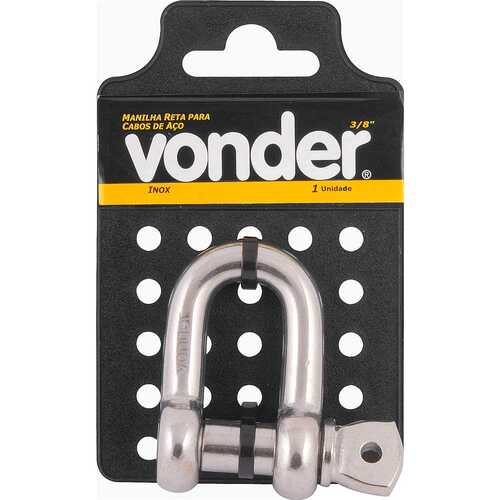 Manilha reta em inox para cabo de a�o 3/8