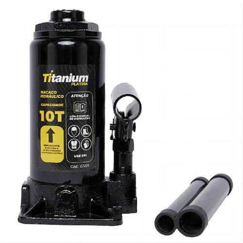 Macaco hidr�ulico tipo garrafa 10 toneladas - 7426 - Titanium
