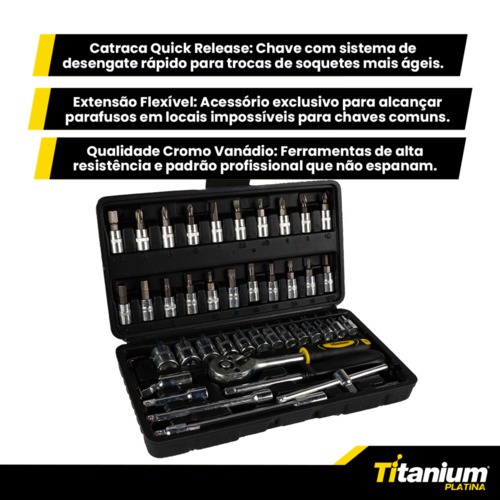 Jogo de soquete sextavado 4 a 14 mm encaixe 1/4