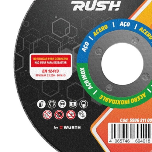 Disco de corte para a�o inox 110 x 20 mm - Rush
