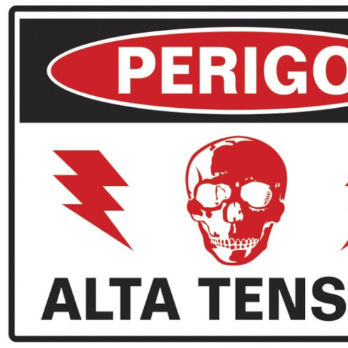 Placa sinalizadora em poliestireno Perigo Alta Tens�o - 220BE
