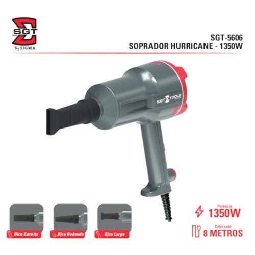 Soprador de ar automotivo 1350W Hurricane com 3 bicos - SGT-5606  110V