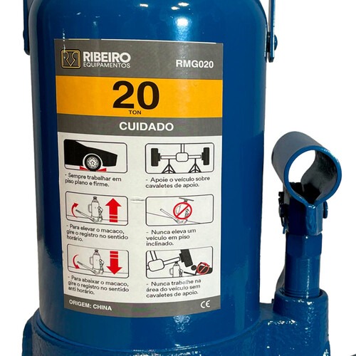 Macaco hidr�ulico tipo garrafa 20 toneladas azul - RMGI020