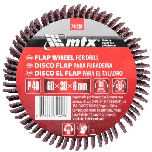 Roda de lixa 60 x 30 mm com haste - 741209 Roda de lixa 60 x 30 mm com haste - 741209