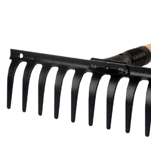 Ancinho met�lico curvo 12 dentes com cabo de madeira - 31250