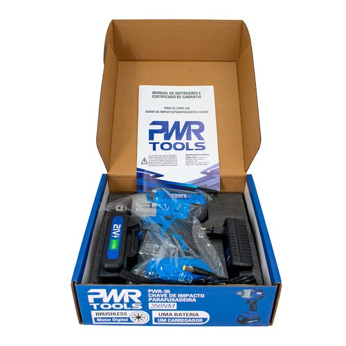 Chave de impacto parafusadeira a bateria 18V Brushless com 1 bateria PWR-35  110V/220V