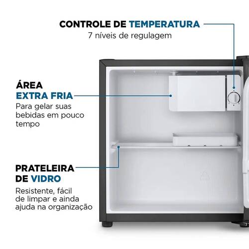 Frigobar 46 litros porta revers�vel preto - FGB-01-B50  110V
