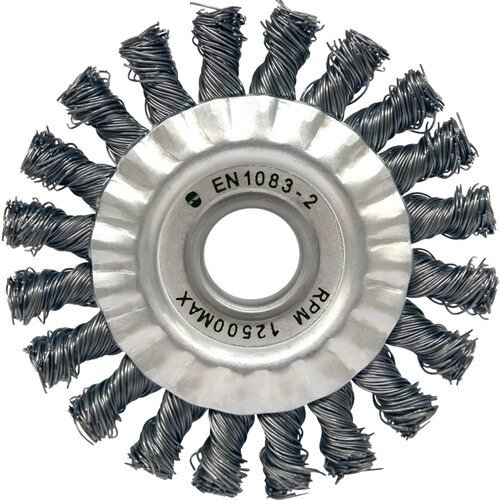 Escova de a�o inox circular torcida 114,3 x 12,7 mm com furo