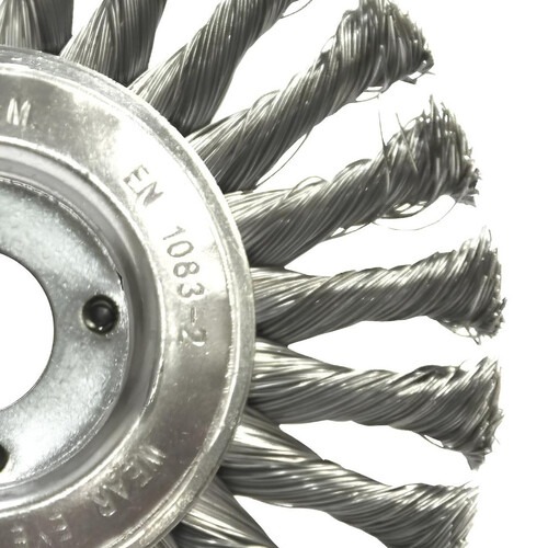 Escova de a�o latonado circular ondulada 152,4 x 19 mm com furo
