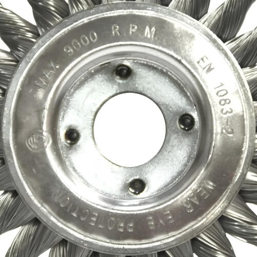 Escova de a�o latonado circular ondulada 152,4 x 19 mm com furo