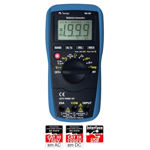 Mult�metro automotivo digital port�til - MA-150