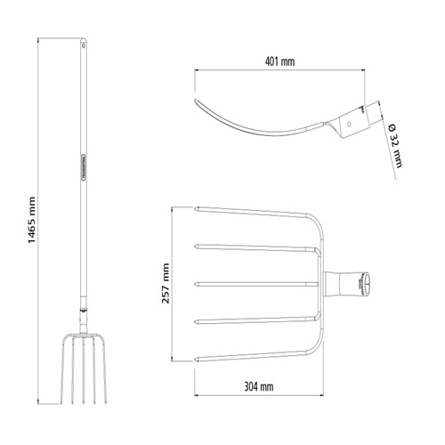 Forcado reto de arame 5 dentes cabo de madeira 120 cm - 77144554 Forcado reto de arame 5 dentes cabo de madeira 120 cm - 77144554
