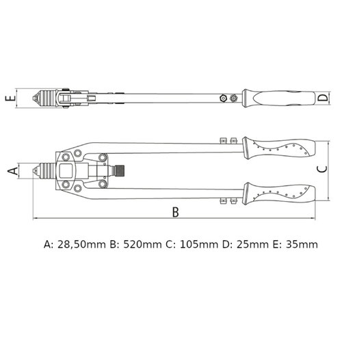 Rebitador manual tipo alavanca para rebites at� 6,4 mm - 44024018